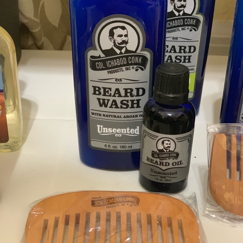 Beard wash, oil and comb